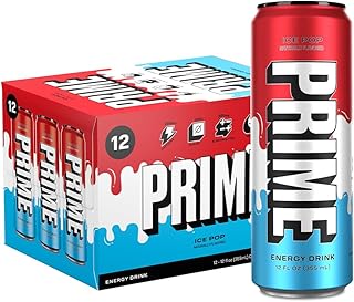 PRIME Energy ICE POP | Zero Sugar Energy Drink | Preworkout Energy | 200mg Caffeine with 355mg of Electrolytes and Coconut Water for Hydration| Vegan | Gluten Free |12 Fluid Ounce | 12 Pack