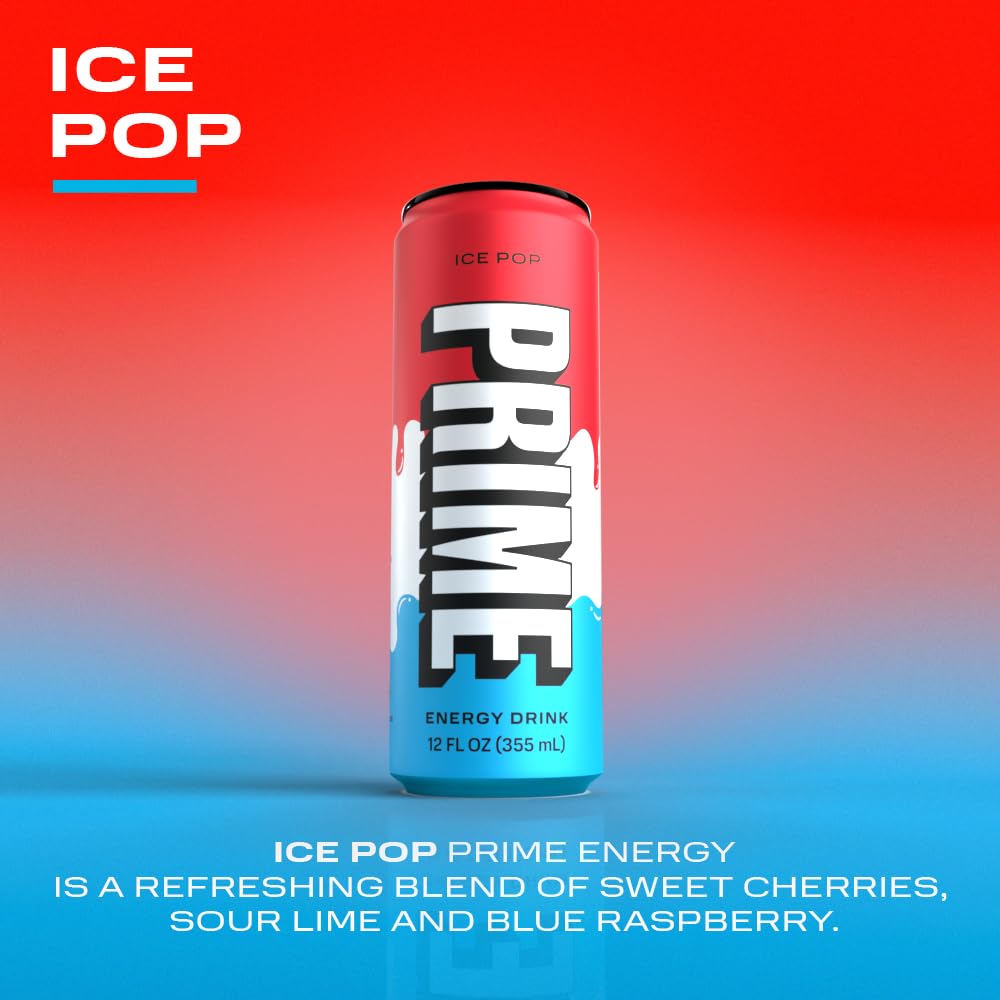 PRIME Energy ICE POP | Zero Sugar Energy Drink | Preworkout Energy | 200mg Caffeine with 355mg of Electrolytes and Coconut Water for Hydration| Vegan | Gluten Free |12 Fluid Ounce | 12 Pack-2