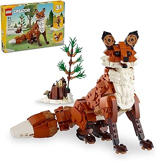 LEGO Creator 3 in 1 Forest Animals: Red Fox Toy, Transforms to Owl Toy Figure or to Squirrel Toy, Woodland Figures Set, Play and Display Gift Idea for Boys and Girls Ages 9 Years Old and Up, 31154