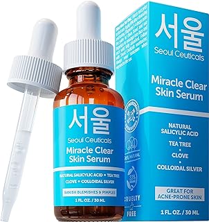 SeoulCeuticals Korean Acne Serum, Skin Care Treatment for Acne Prone Skin - Rapid Action Salicylic Acid, Tea Tree & Clove For Even Skin Tone 1oz