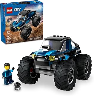 LEGO City Blue Monster Truck Off-Road Toy Playset with a Driver Minifigure, Imaginative Toys for Kids, Fun Gift for Boys and Girls Aged 5 Plus, Mini Monster Truck, 60402