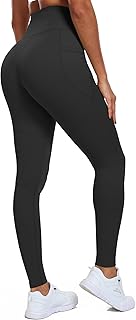 CADMUS Nylon Thick High Waist Yoga Pants with Pockets, Tummy Control Workout Running Yoga Leggings for Women