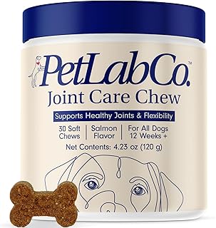 PetLab Co. Joint Care Chews - High Levels of Glucosamine for Dogs, Green Lipped Mussels, and Omega 3 - Dog Hip and Joint Supplement to Actively Support Mobility - Salmon