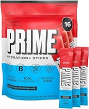 PRIME HYDRATION+ Sticks ICE POP | Hydration Powder Single Serve Sticks | Electrolyte Powder On The Go | Low Sugar | Caffeine-Free | Vegan | 16 Sticks