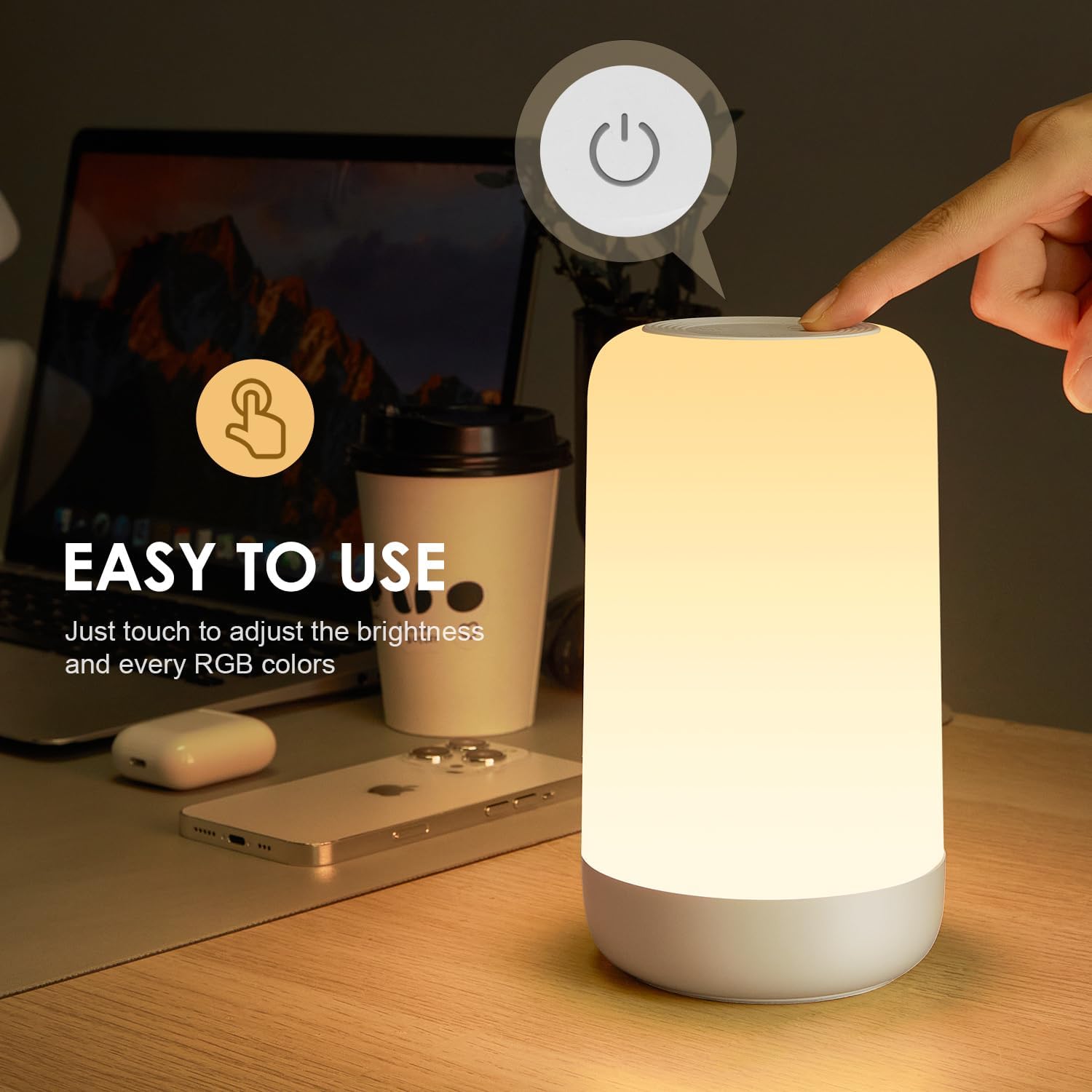 One Fire Cordless Lamp LED Lamp for Bedroom,Dimmable Lamp+ RGB Lamp+Touch Lamp, Rechargeable Lamp Portable Mini Lamp Small Lamp, Mood Lighting for Bedroom, Office, Night Lamp for Adults & Kids Gifts-7