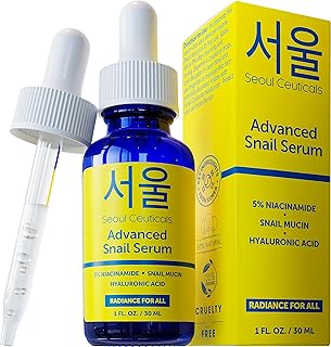 SeoulCeuticals Korean 5% Niacinamide + Snail Mucin 97.5% Essence Serum + Hyaluronic Acid, Cruelty Free Korean Skin Care, Natural & Organic Anti Aging Face Serum for Dull Skin, K Beauty 1oz