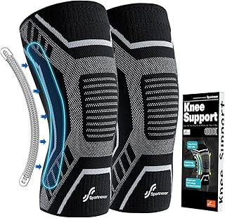 Copper Knee Brace for Men & Women - Sportneer Copper Knee Compression Sleeve with Side Stabilizers - Knee Support for Running, Hiking, Working, Basketball, Volleyball, Gym, Meniscus Tear, ACL, Arthritis Knee Pain Relief, A Pair