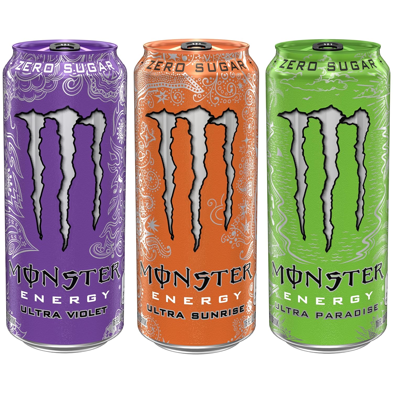 Monster Energy Ultra Variety Pack, Ultra Violet, Ultra Sunrise, Ultra Paradise, Sugar Free Energy Drink, 16 Ounce (Pack of 15)-2