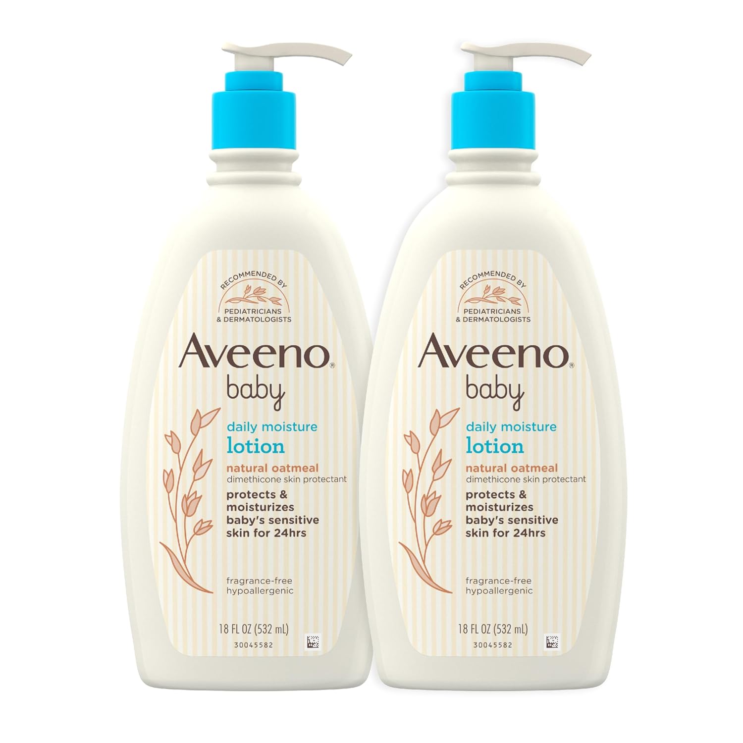 Aveeno Baby Daily Moisture Body Lotion for Delicate Skin, Natural Colloidal Oatmeal & Dimethicone, Hypoallergenic Moisturizing Lotion, Fragrance- & Paraben-Free, 2 x 18 fl. Oz (Pack of 2)-0