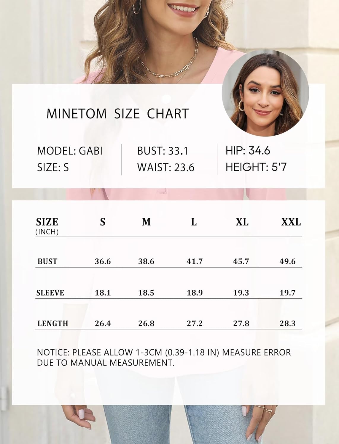 Minetom Women's V Neck 3/4 Sleeve Tops Casual Shirts Basic Summer Tees-5