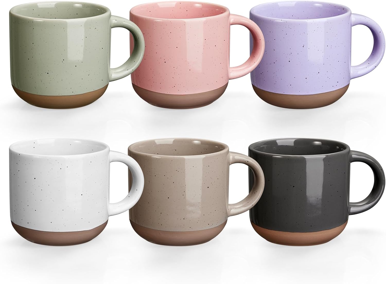 Morandi Color Ceramic Mini Espresso Cups Set of 6, 5 oz Espresso Mugs with Handle, Porcelain Coffee Mugs Demitasse Cups, Modern Style Espresso Cups, Microwave Dishwasher Safe Suit for Espresso Machine-0