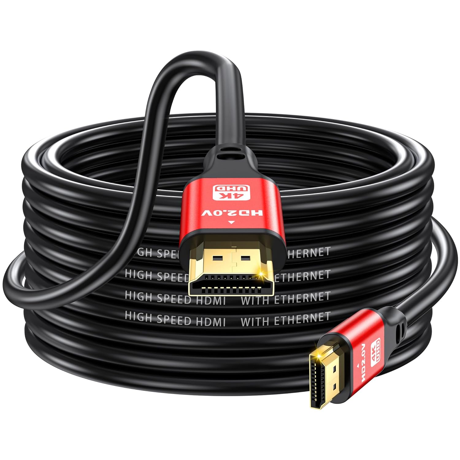 HDMI Cable 35ft, 4K@60Hz, 18Gbps High Speed HDMI 2.0 Cord, Ultra HD,Ethernet Audio Return,Video 4K,1080p,3D,Arc, HDR Compatible with Xbox,PS5/PS4,HDTV,Laptop ect(Red)-0