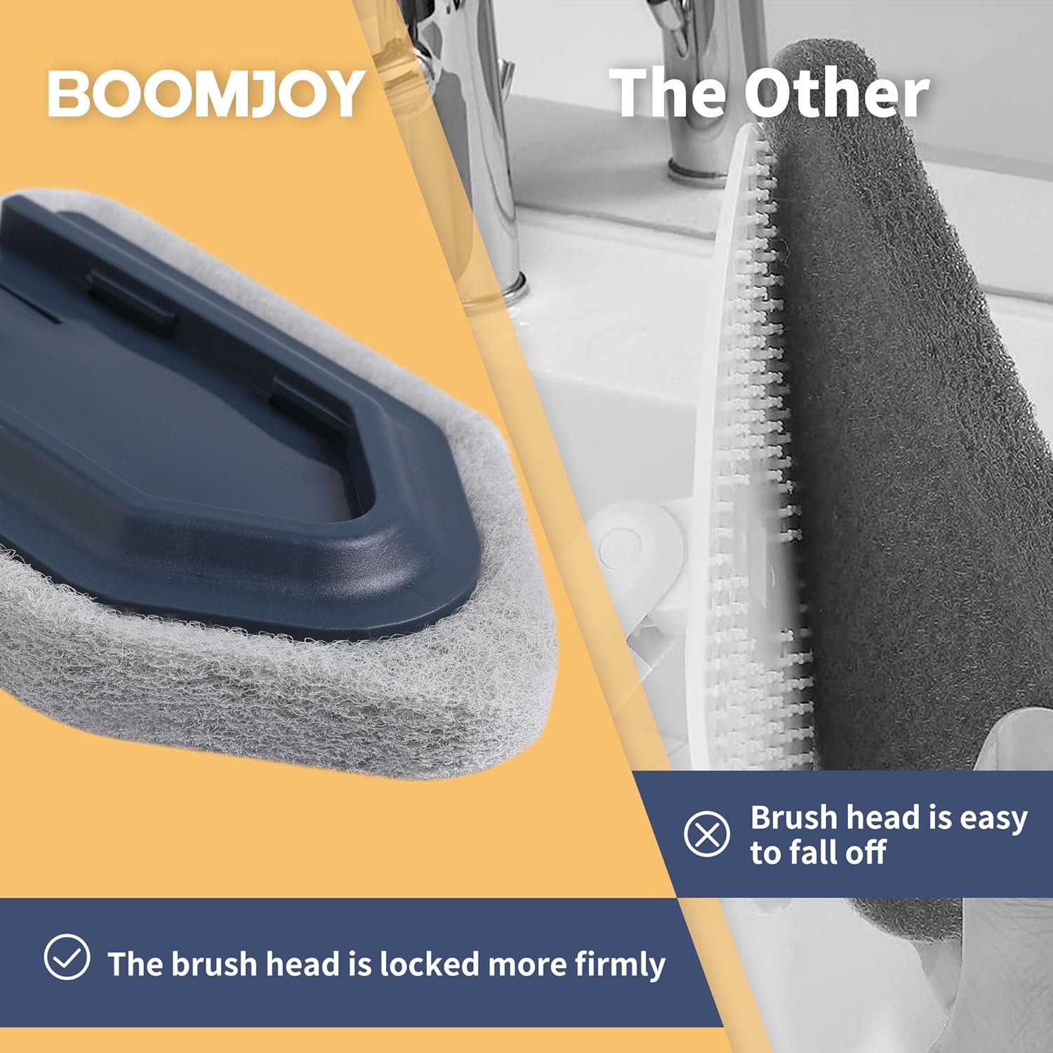 BOOMJOY Tub Cleaner Brush with Long Handle, 55" Extendable Tub Scrubber with Locking Head, No Scratch Shower Cleaning Brush for Bathtub, Bathroom Ceilings, Toilet, Kitchen, Tile, Sink-3