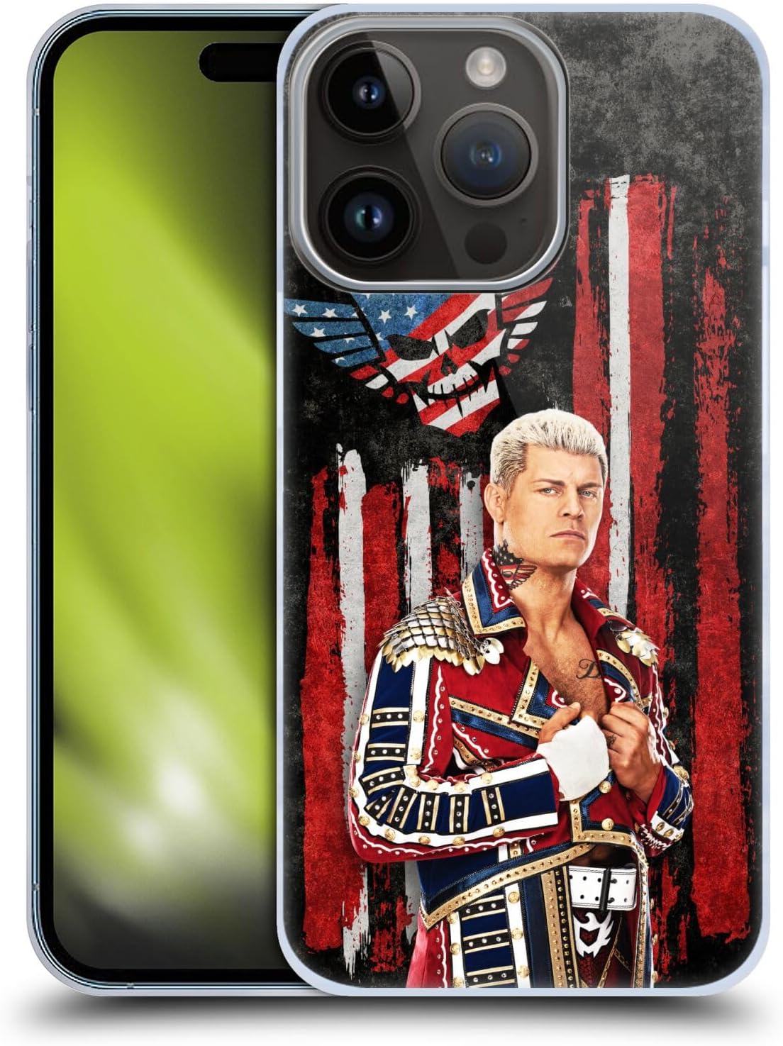 Head Case Designs Officially Licensed WWE American Nightmare Flag Cody Rhodes Hard Back Case Compatible with Apple iPhone 15 Pro-0