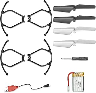 Wipkviey T16 Drone Replacement Accessory Kit, With Propeller Guards, Spare Blades, Screwdriver, Small Screws, 1 Pc 3.7v 300mah Modular Rechargeable Li-Po Battery, Charging Cable