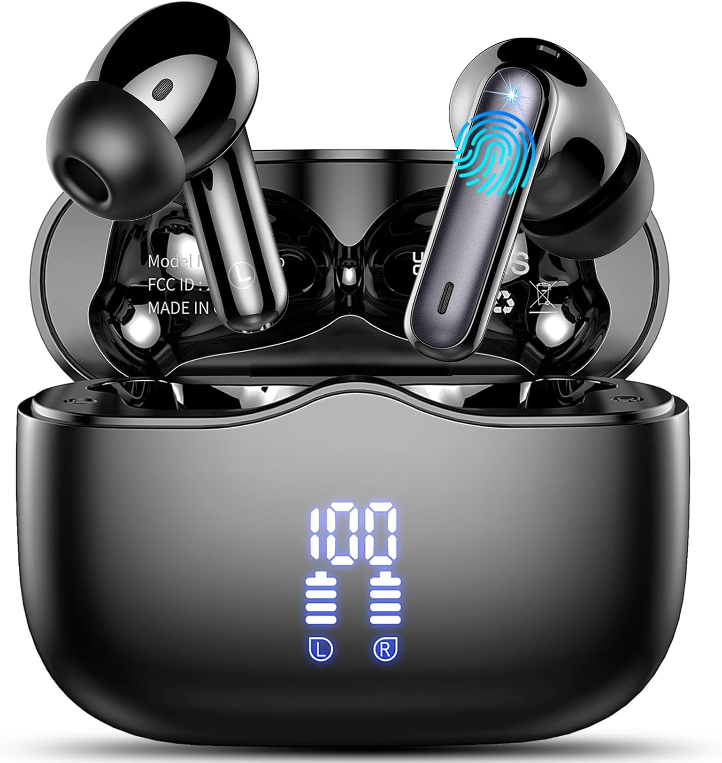 Wireless Earbud, Bluetooth 5.3 Headphones HIFI Immersive Sound with 4 HD Microphone, 40H Playtime, IP7 Waterproof, Easy Control Earphones with Light Weight USB-C Charging Case for Android IOS Workout-0