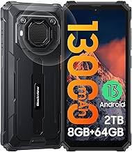 Blackview Rugged Smartphone Unlocked, 2023 BV6200 Rugged Phones, 13000mAh Battery 18W Fast Charge, Android 13, 8GB+64GB/2TB Expand, Waterproof Mobile Phones, Three Card Slots, 6.56" Display, T-Mobile