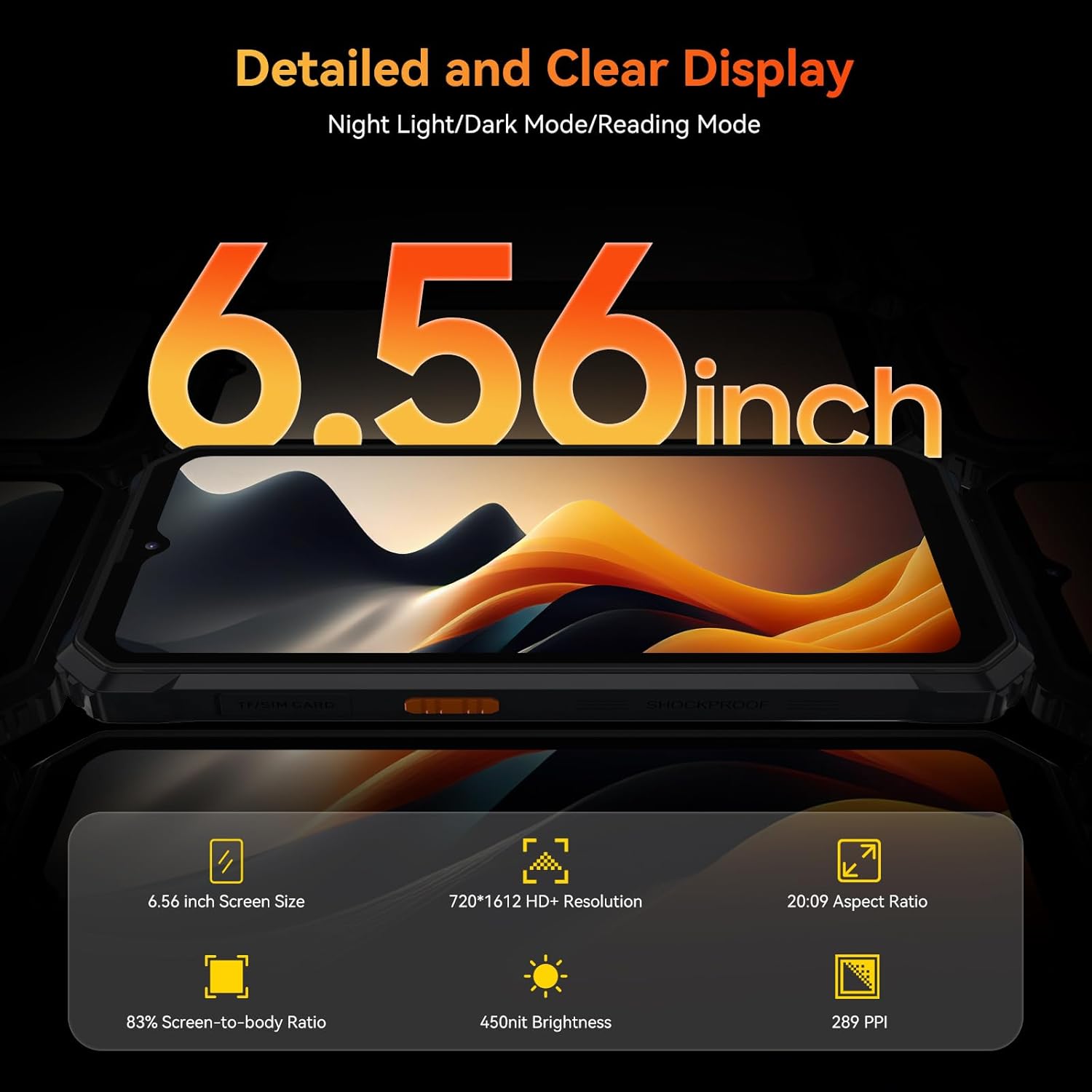 Blackview Rugged Smartphone Unlocked, 2023 BV6200 Rugged Phones, 13000mAh Battery 18W Fast Charge, Android 13, 8GB+64GB/2TB Expand, Waterproof Mobile Phones, Three Card Slots, 6.56" Display, T-Mobile-5