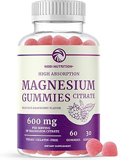 Magnesium Citrate Gummies | 600mg | High Absorption Magnesium for Calm, Relaxation & Digestion | Vegan, Non-GMO | Raspberry Flavor | Extra Strength Magnesium Gummy Supplement for Adults | 60 Count