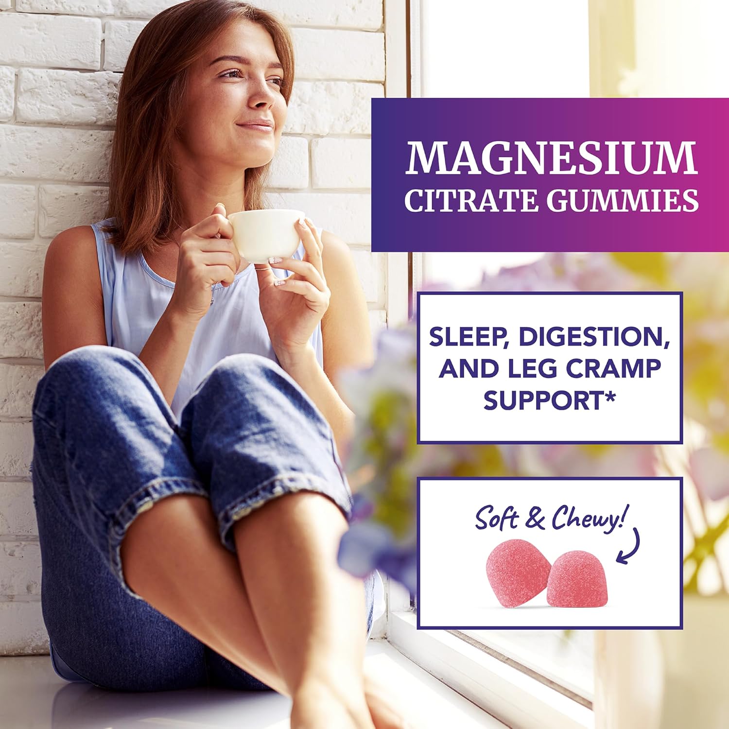 Magnesium Citrate Gummies | 600mg | High Absorption Magnesium for Calm, Relaxation & Digestion | Vegan, Non-GMO | Raspberry Flavor | Extra Strength Magnesium Gummy Supplement for Adults | 60 Count-1