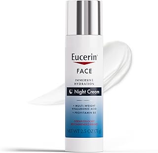 Eucerin Face Immersive Hydration Night Cream with Hyaluronic Acid and Provitamin B5, Ultra-Lightweight Face Moisturizer Smooths Fines Lines and Wrinkles, 2.5 Oz Bottle