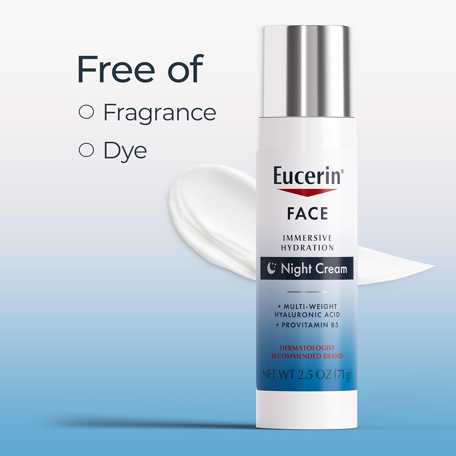 Eucerin Face Immersive Hydration Night Cream with Hyaluronic Acid and Provitamin B5, Ultra-Lightweight Face Moisturizer Smooths Fines Lines and Wrinkles, 2.5 Oz Bottle-5