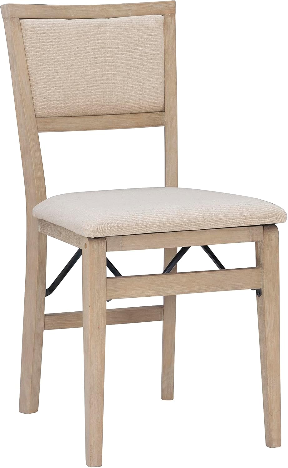 Linon Keira Wooden Folding Chair Upholstered Seat and Back Set of 2, Dining Height, Rustic Natural & Beige-12