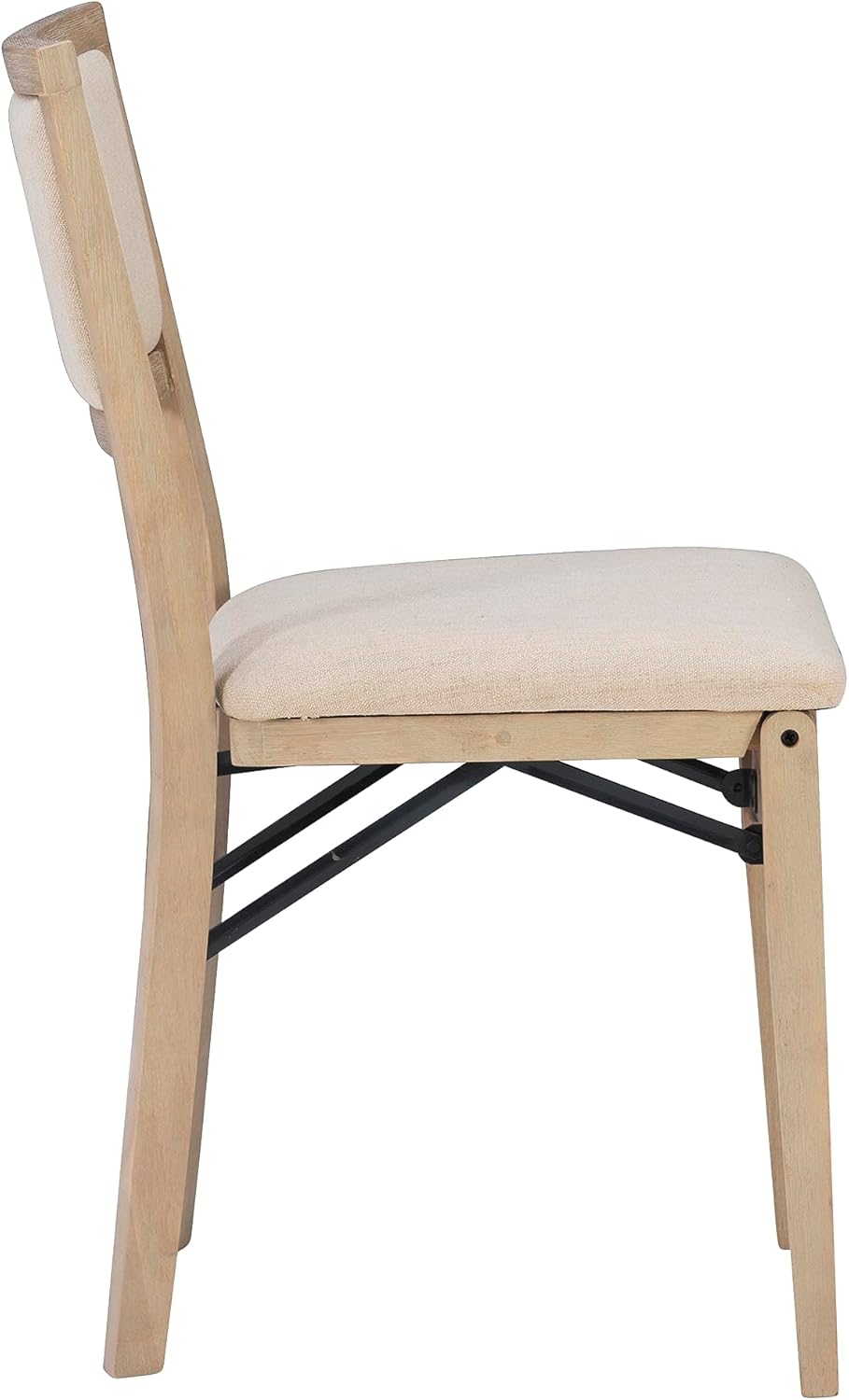 Linon Keira Wooden Folding Chair Upholstered Seat and Back Set of 2, Dining Height, Rustic Natural & Beige-14