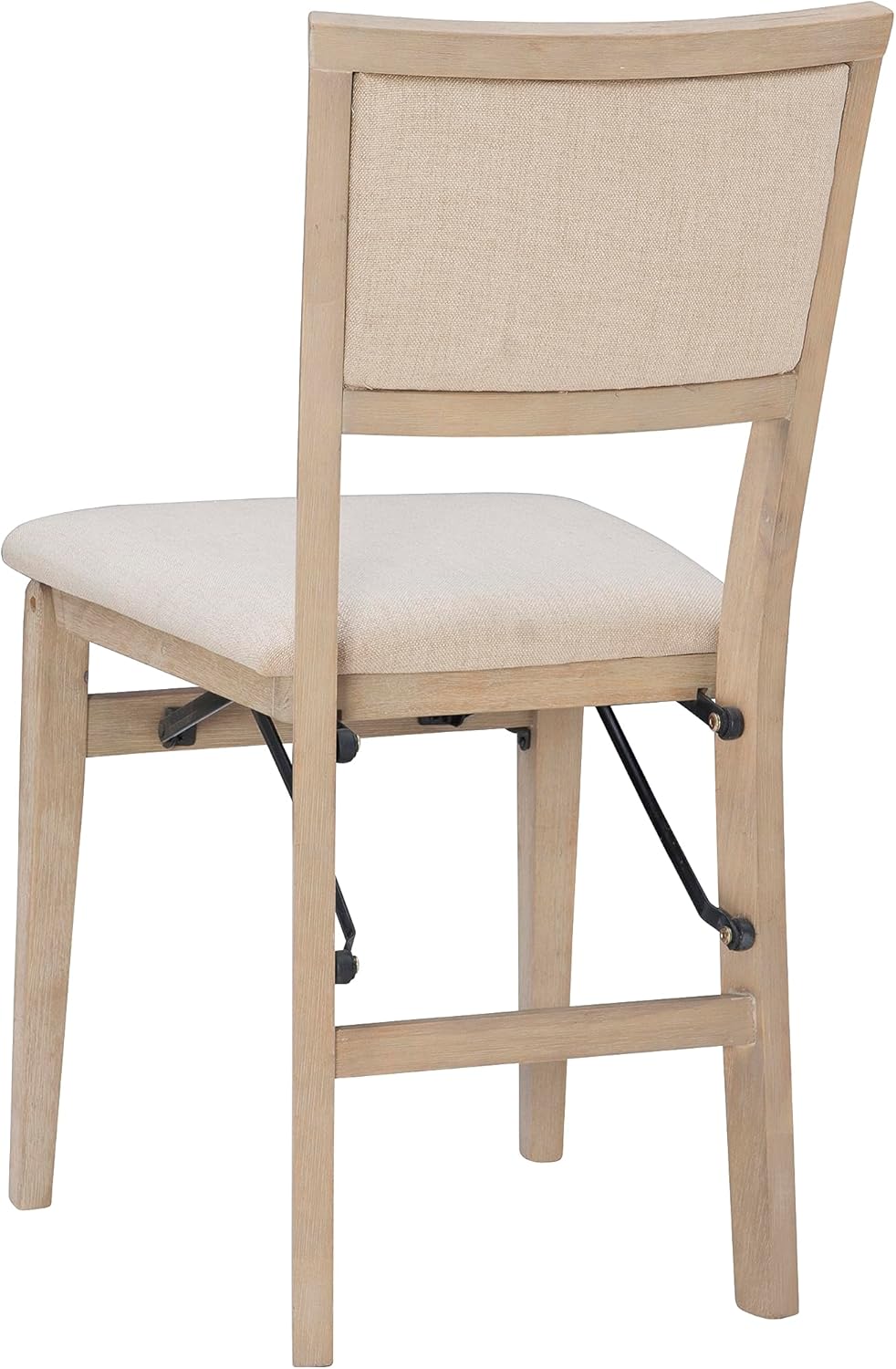 Linon Keira Wooden Folding Chair Upholstered Seat and Back Set of 2, Dining Height, Rustic Natural & Beige-15