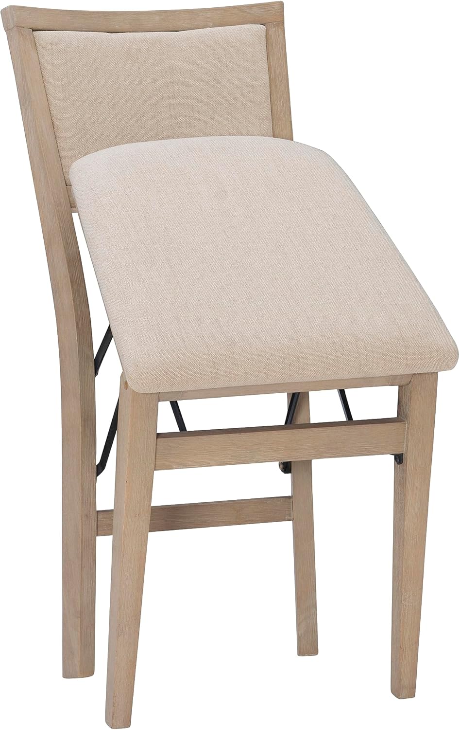 Linon Keira Wooden Folding Chair Upholstered Seat and Back Set of 2, Dining Height, Rustic Natural & Beige-17