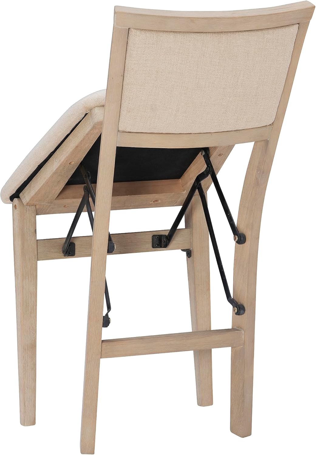 Linon Keira Wooden Folding Chair Upholstered Seat and Back Set of 2, Dining Height, Rustic Natural & Beige-18