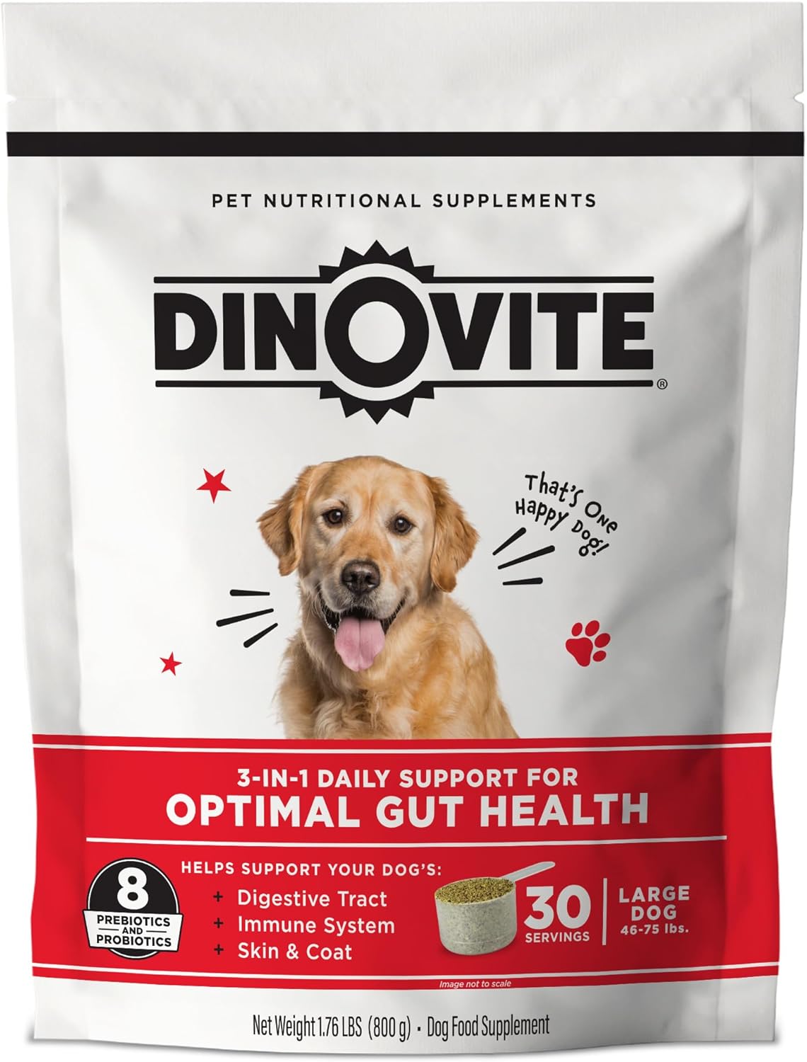 Dinovite Probiotic Supplement for Dogs - Omega 3 for Dogs - Hot Spot Relief - Skin & Coat Supplement for Dogs - 30 Day Supply (30 Day Supply, Large Dogs (45+ lbs))-0