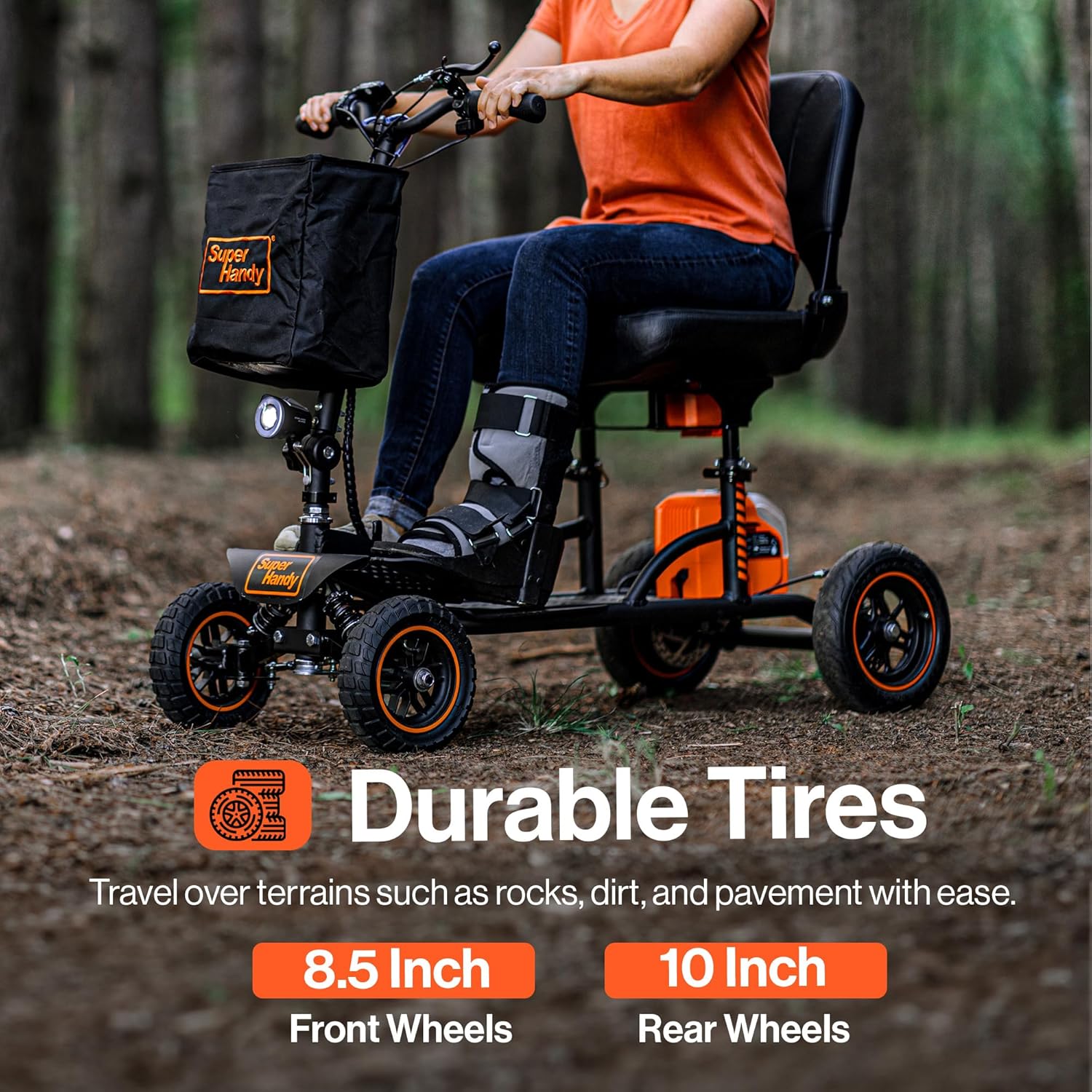 SuperHandy Mobility Scooter Explorer – 4 Wheels, 500W Brushless Motor, 48V-2Ah/4Ah Battery, 350LBS Capacity, 5mph Top Speed, Lightweight Aluminum 50lb Frame [Patent Pending]-4