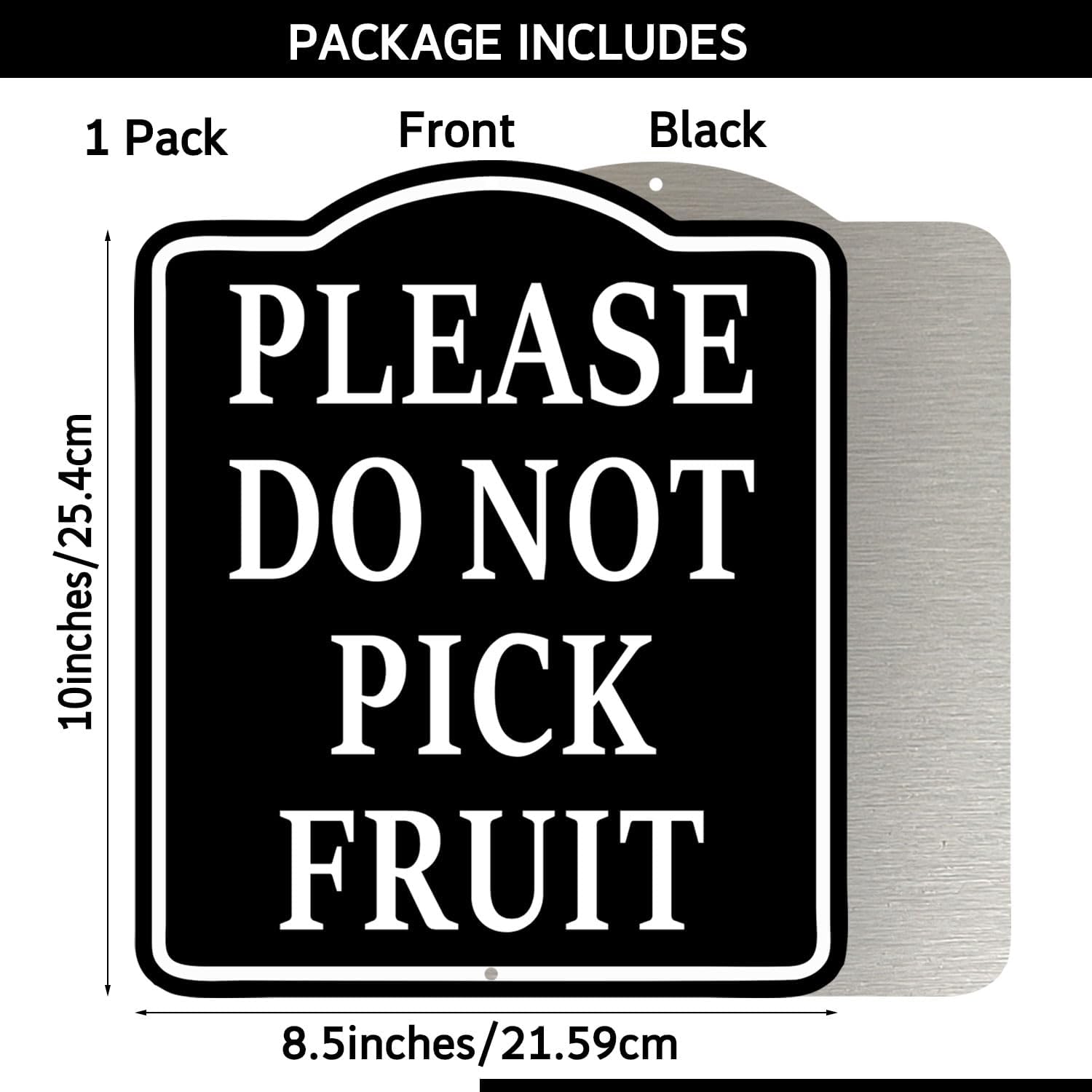 Please Do Not Pick Fruit Sign, Joyfulmap Aluminum Composite Sign for Garden, Outdoor, House Room, Restaurants Decorative, 8.5"x10",Black-3