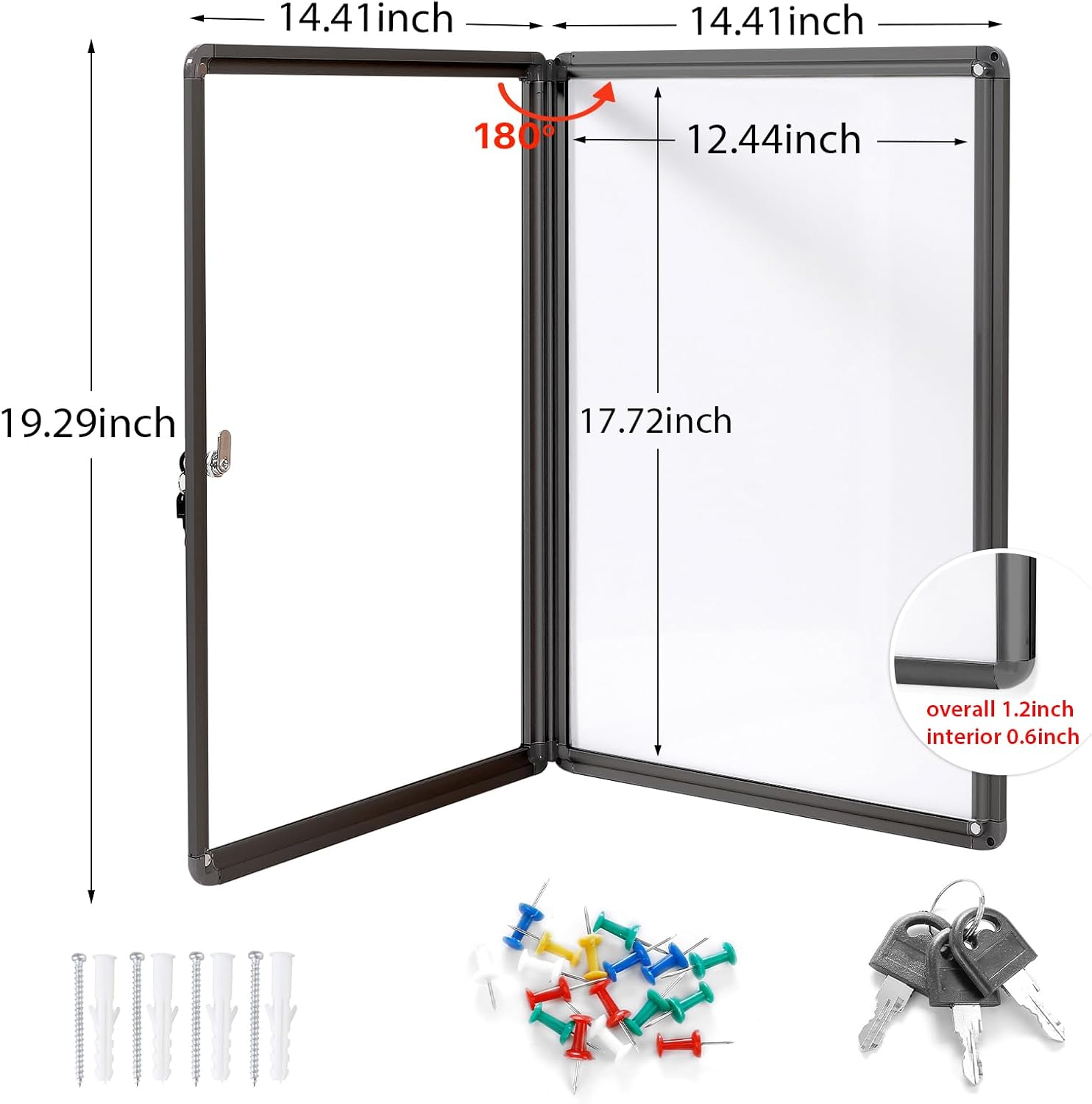 S SWANCROWN 16x20 Shadow Box Frame with White Board Memory Display Case Pictures Medals White Board Shadow Boxes Picture Frame with Clear Acrylic and Lock Whiteboard Dry Erase Board Black Frame-1