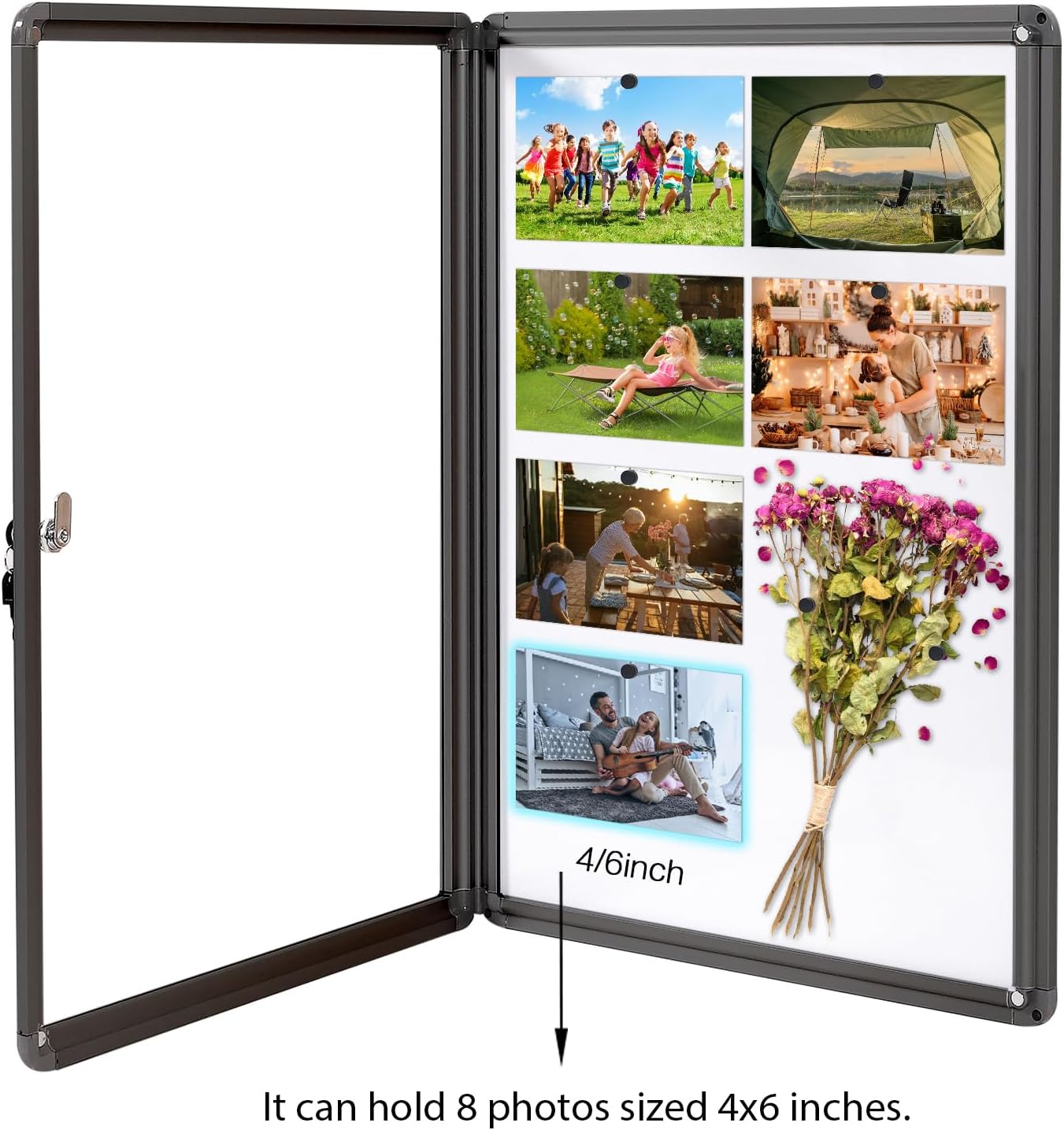 S SWANCROWN 16x20 Shadow Box Frame with White Board Memory Display Case Pictures Medals White Board Shadow Boxes Picture Frame with Clear Acrylic and Lock Whiteboard Dry Erase Board Black Frame-2