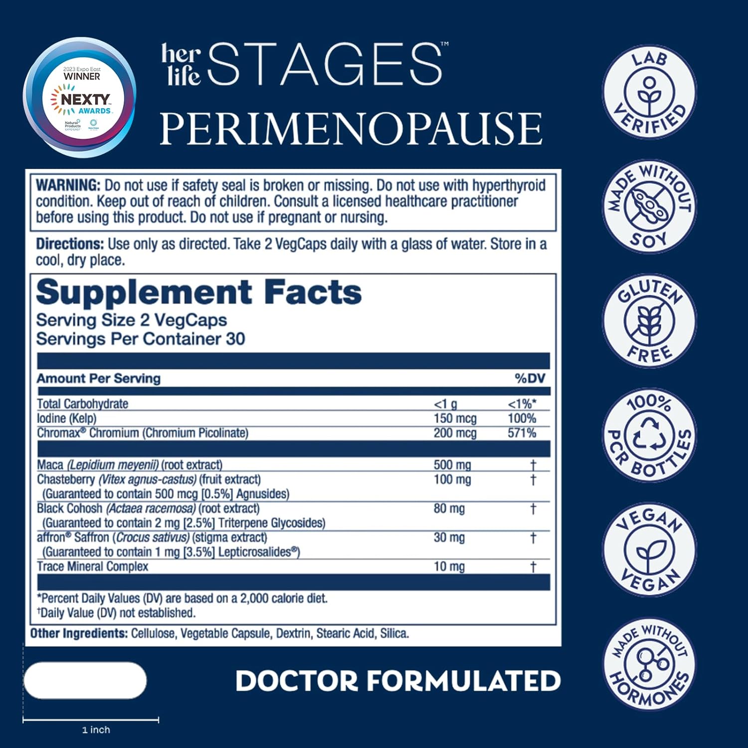 Solaray Perimenopause her Life Stages - Perimenopause Supplements Women - Hot Flashes, Menopause Support - Saffron and Chasteberry - Made Without Hormones - 60-Day Guarantee - 30 Servings, 60 VegCaps-1