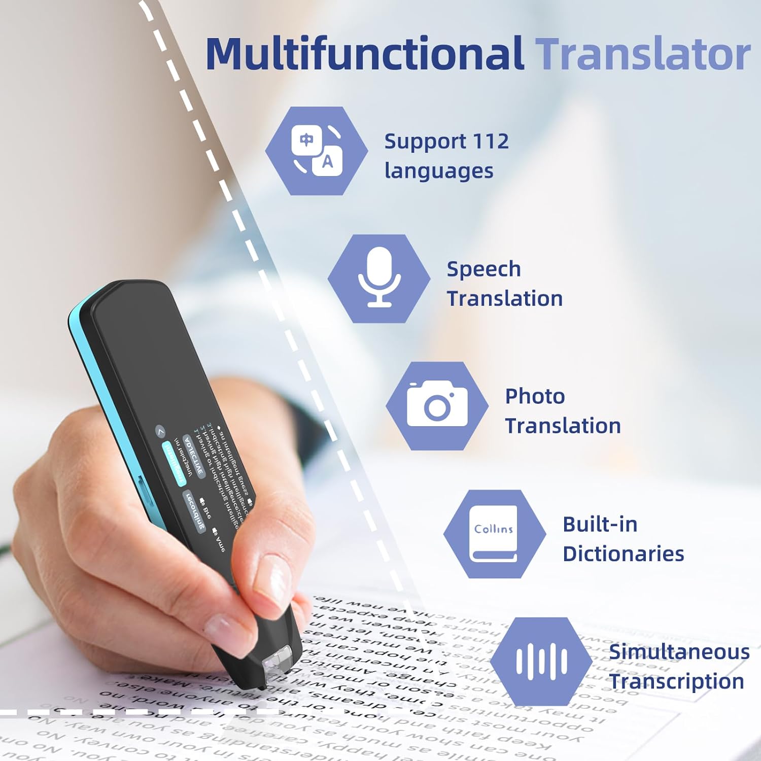 NEWYES Scan Reader Pen 4 [Collins Dictionary Built-in],Pen Scanner Text to Speech Device,16 GB Translation Pen Reading Pen Photo Translation Dictionay Pen for Students Adults (Scan Reader Pen 4 Pro)-1