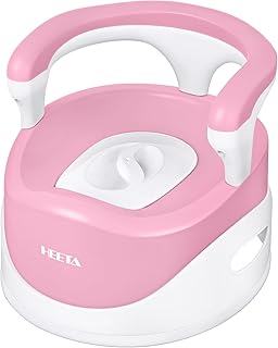 HEETA Potty Chair for Boys Girls, Toddler Potty Training Seat Comfortable Potty Chair with a High Backrest Handles and Splash Guard, Removable Bowl Easy to Clean, Wide Non-Skid Stable Base Safe, Pink