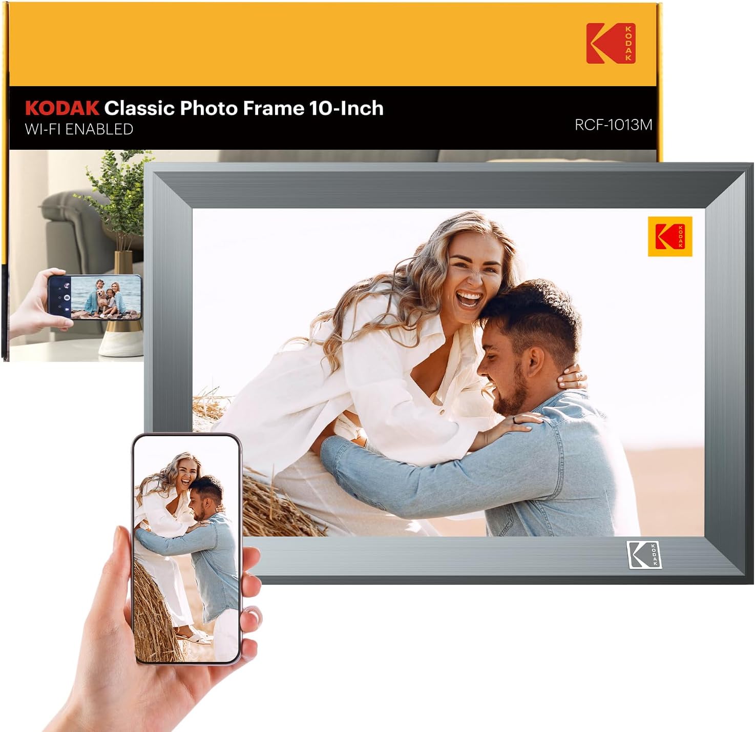 KODAK Digital Photo Frame 10.1 inch with WiFi, WiFi Electronic Frame with 32GB Storage,1280 * 800 HD IPS Touch Screen, Auto-Rotate, Share Photos and Videos, for Women-0