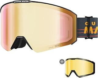 OutdoorMaster Falcon Ski Goggles Lens by ZEISS, OTG Snowboard Goggles Anti-fog, Magnetic Interchangeable Lens, Snow Goggles