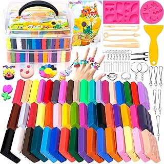 Polymer Clay, 50 Colors Modeling Clay for Kids, Non-Sticky Oven Bake Clay with Sculpting Tools and Accessories, DIY Starter Kits, Christmas Gift for Children and Artists