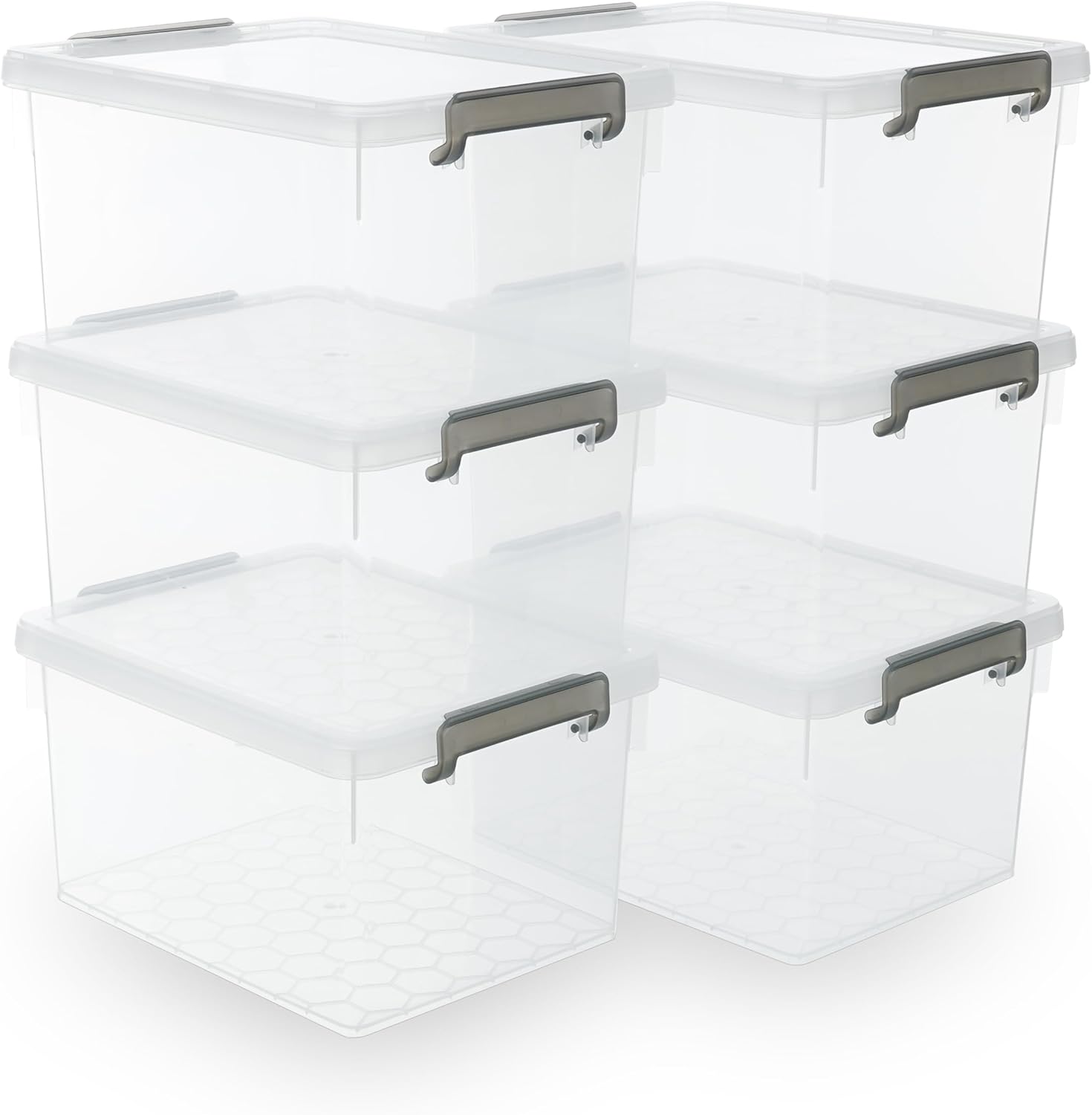 Citylife 22.2 QT 6 Packs Plastic Storage Bins with Lids and Secure Latching Buckles Clear Stackable Storage Containers for Organizing Durable Storage Box-0