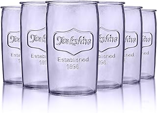 kitchentoolz Colored Drinking Glasses Set of 6 - Yorkshire Tumbler 16 oz Glassware Cups for Ice Cold Drinks, Beverages, Iced Tea - Mason Jar Drink Glasses - Vintage Lavender