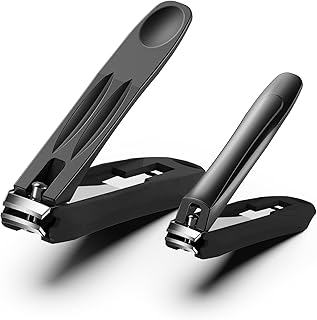 FVION Large Nail Clippers with Catcher - 2pcs Set | Anti-Splash Toenail Clipper and Finger Nail Clipper Adult for Effortless Nail Care | Self-Collecting Nail Cutters for Impeccable Nails