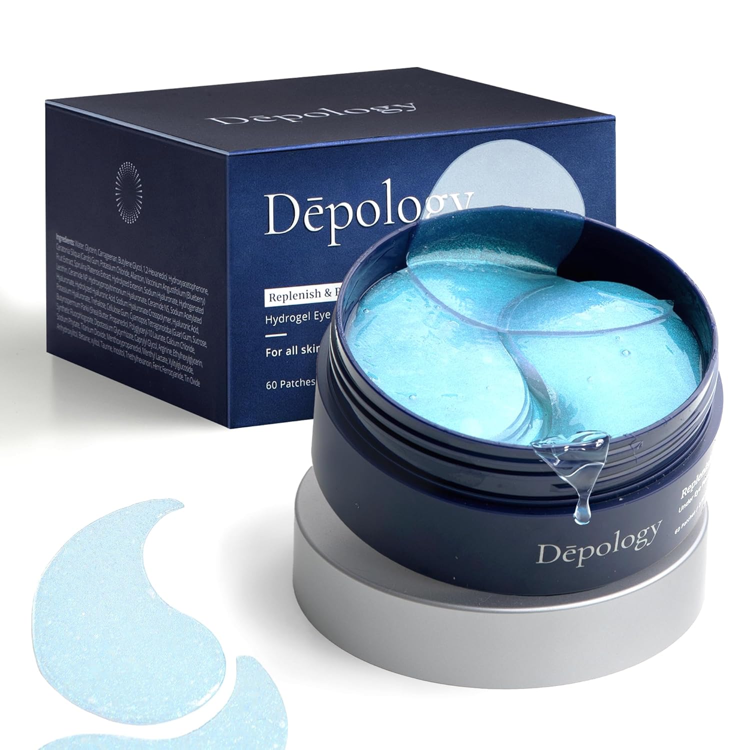 depology Replenish & Repair Under Eye Patches for Puffy Eyes, Wrinkles (60 Patches) | Hydrating with Ceramides and Hyaluronic Acid for All Skin Types | Botanical Extracts Eye Gel Pads 2.96 fl oz-0