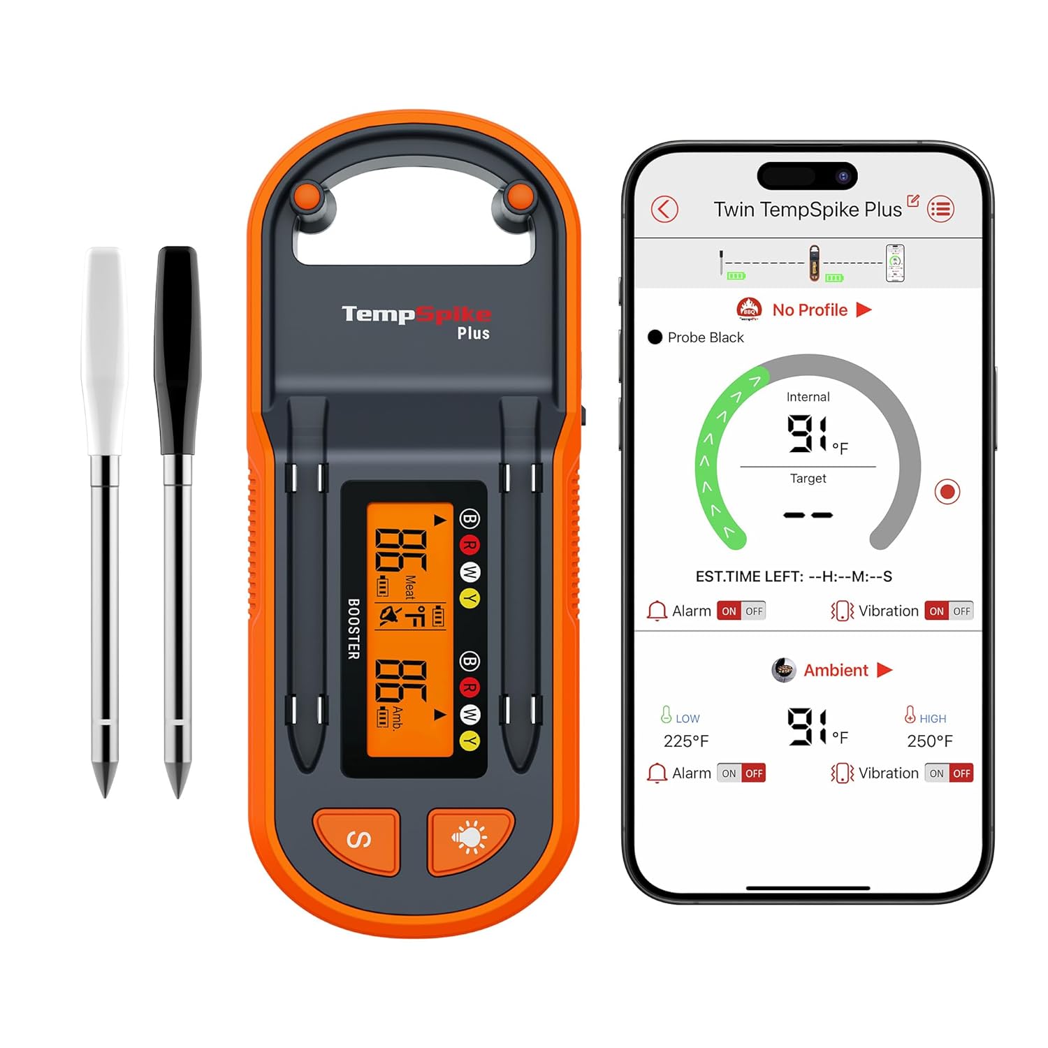 ThermoPro TempSpike Plus 600ft Wireless Meat Thermometer with 2 Color-Coded Probes, Bluetooth Meat Thermometer with LCD-Enhanced Booster, Meat Thermometer Digital for Oven Grill Smoker Thermometer-0