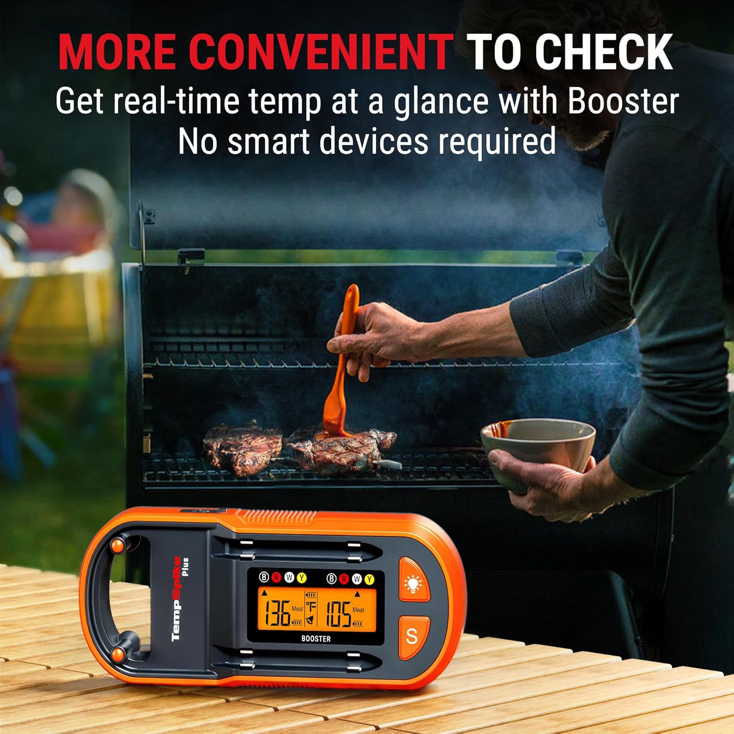 ThermoPro TempSpike Plus 600ft Wireless Meat Thermometer with 2 Color-Coded Probes, Bluetooth Meat Thermometer with LCD-Enhanced Booster, Meat Thermometer Digital for Oven Grill Smoker Thermometer-4