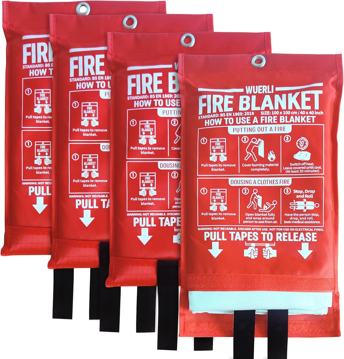 Fire Blanket for Home and Kitchen, 40" x 40", 4 Pack, Emergency Fire Blanket-0