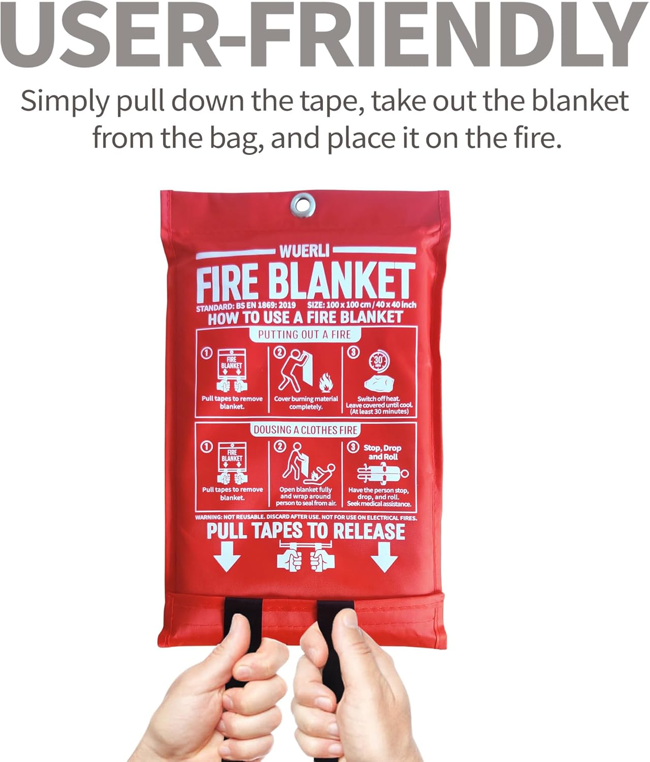 Fire Blanket for Home and Kitchen, 40" x 40", 4 Pack, Emergency Fire Blanket-3